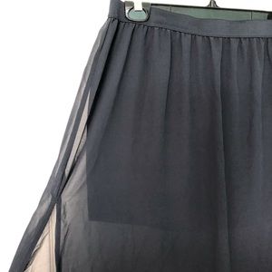 H&M Navy Maxi See Through Slit Maxi Skirt with visible Mini Skirt Size 10